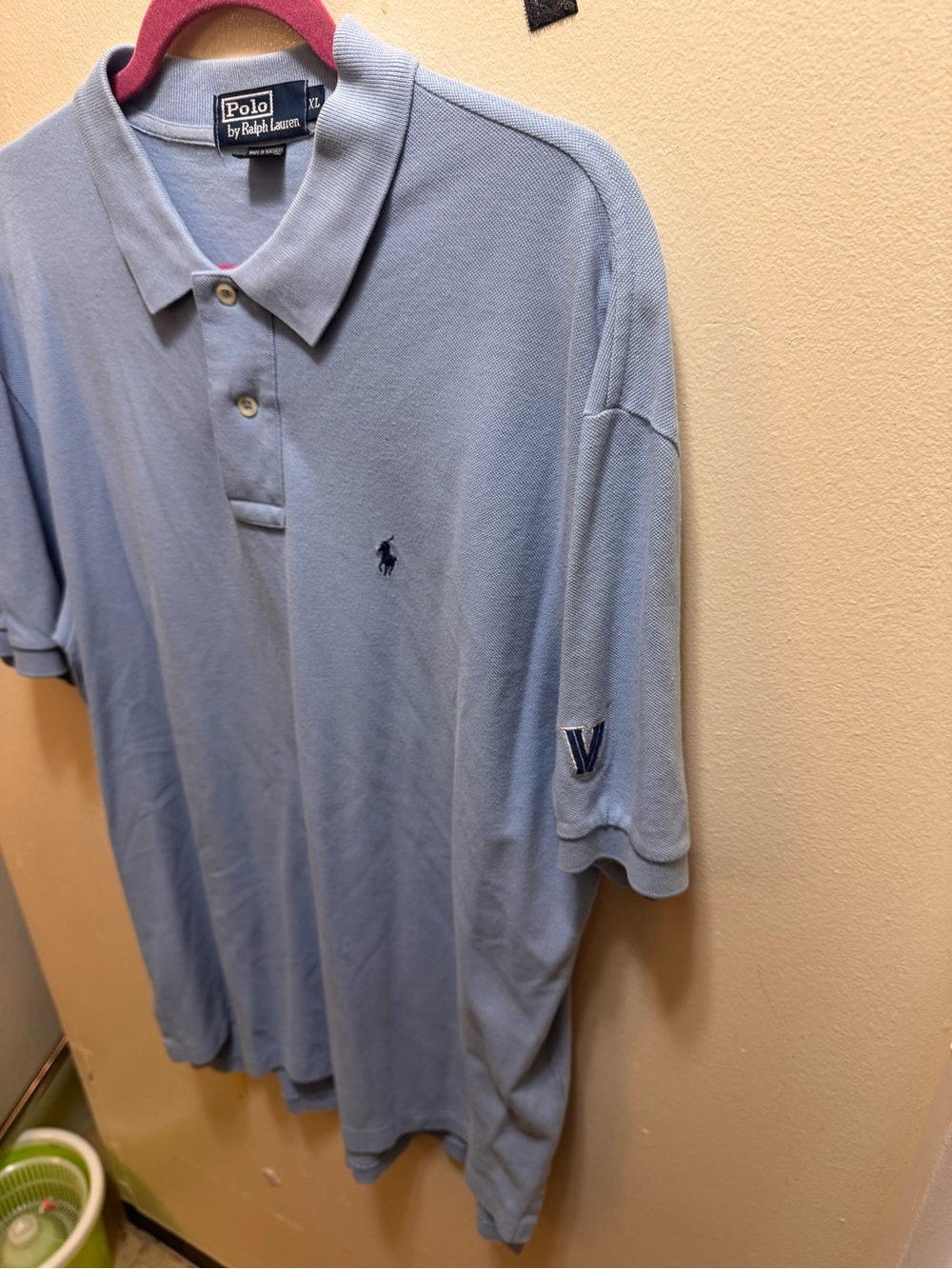 Ralph Lauren Light Blue Polo Shirt with navy Pony w/ Villanova logo size XL